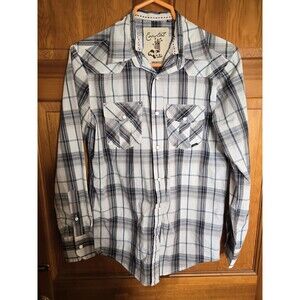 Coastal Pearl Snap Plaid Shirt Mens Small Long Sleeve Mens/Teens C Measurements